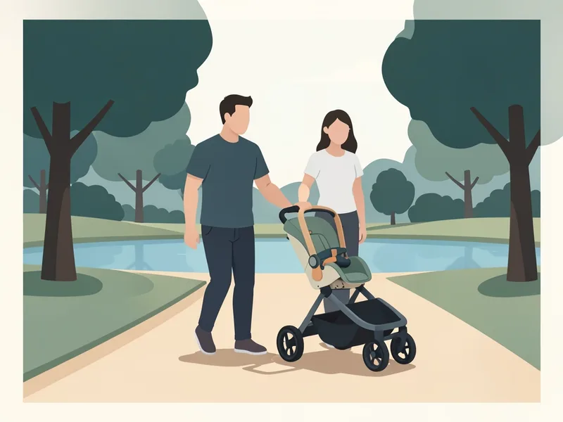 A family walk with a stroller (illustration)